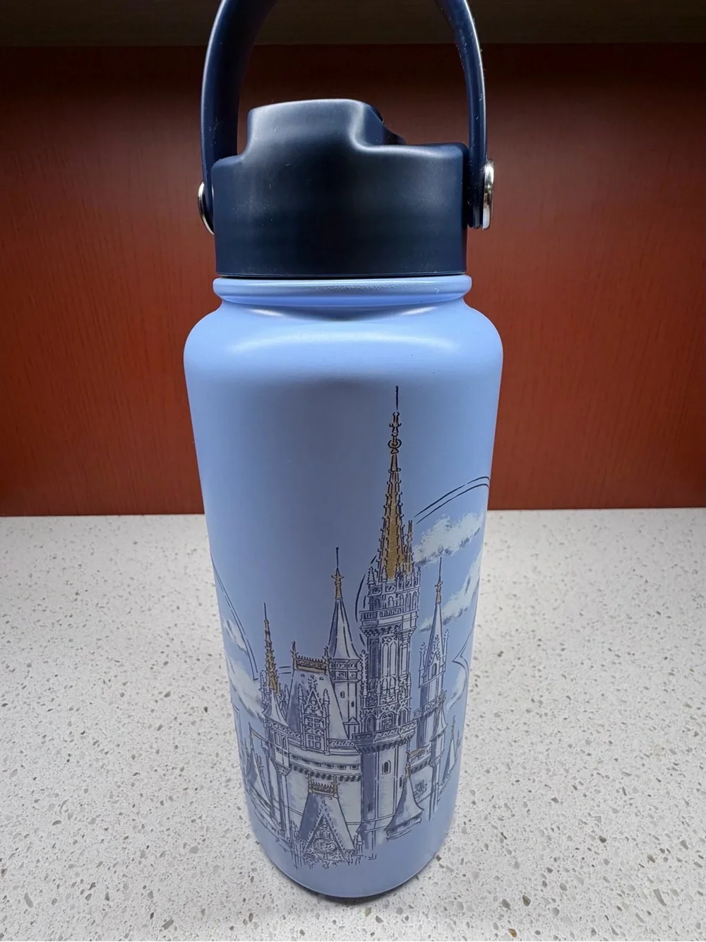 NEW 2026 DISNEY WORLD CINDERELLA CASTLE JUMBO 1 LITER WATER BOTTLE IN BLUE